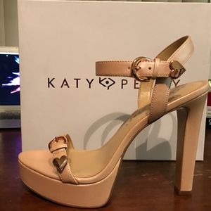 Rose Gold Ankle Stiletto Babydoll Open Toe Heels